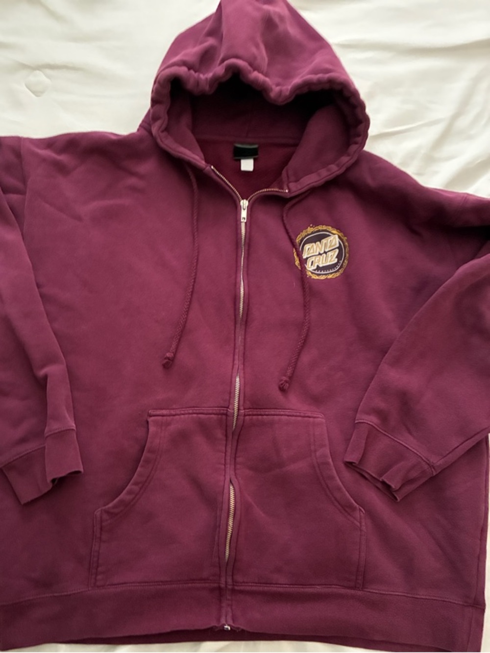 Santa Cruz Skateboards Maroon Zip-Up Hoodie